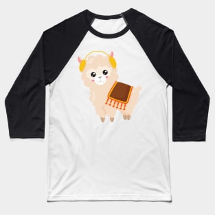 Autumn Llama, Cute Llama, Cute Alpaca, Ear Muffs Baseball T-Shirt